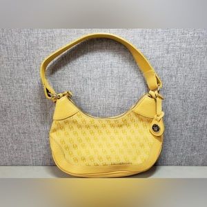 Dooney & Bourke Yellow Signature Logo Canvas Hobo Bag